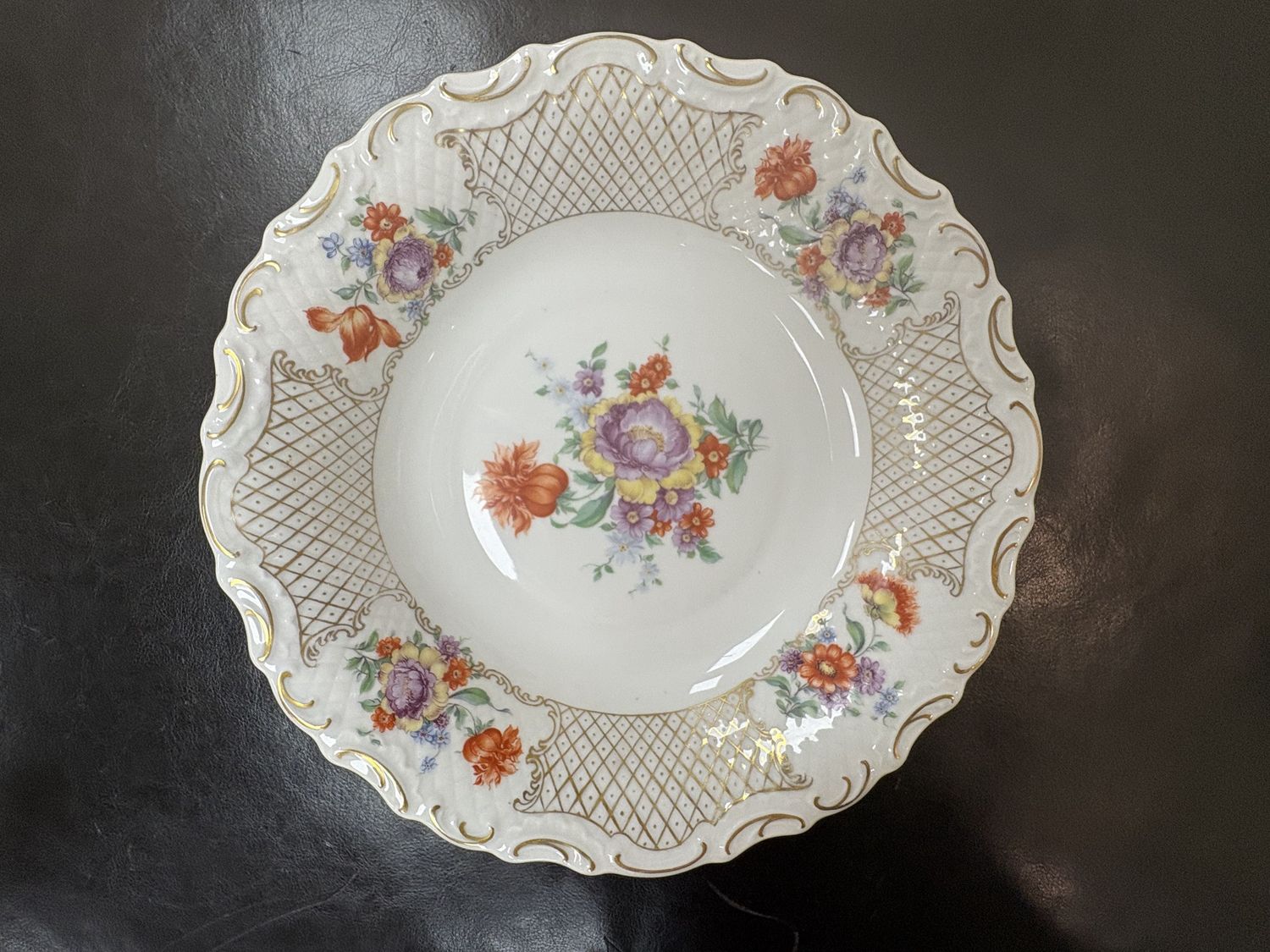Porcelain. Germany. Schumann Bavaria. Round Bowl w/Painted Flowers. 11&quot;W