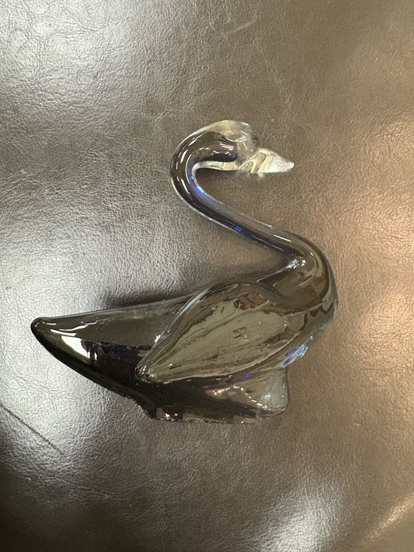 Glass. Japan. Kreiss. Hand-Blown Swan w/Long Neck. Clear