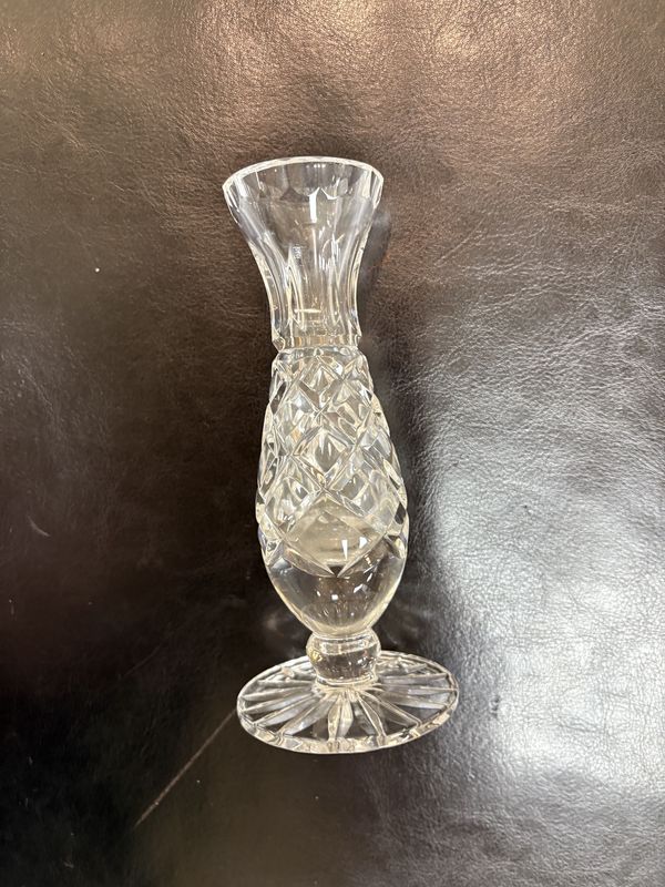 Crystal. USA. Lenox. Footed Bud Vase with Criss Cross Design. 6&quot;H