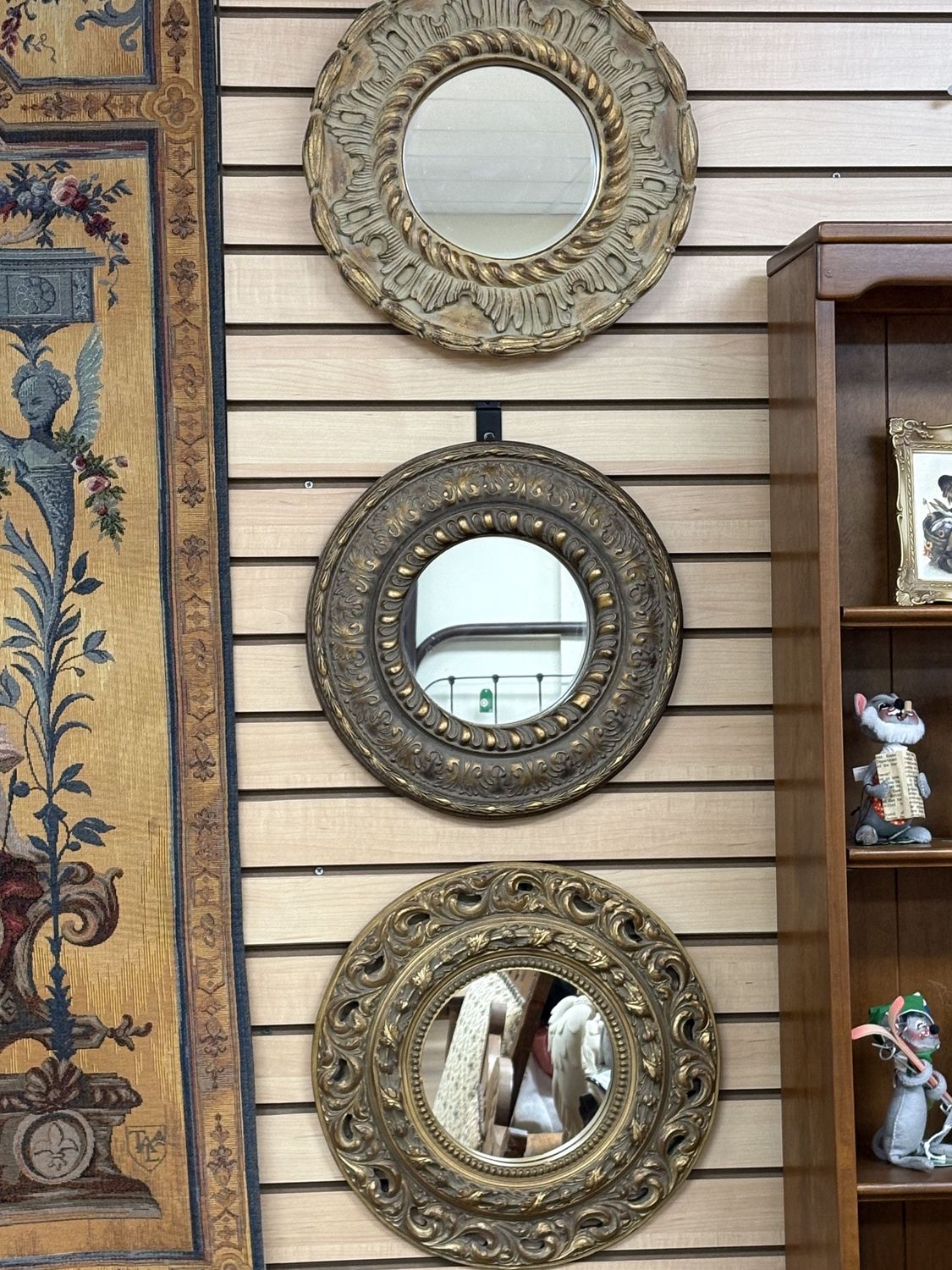 Decor. Mexico. Mirror. Round w/Gold Wood Frames. ~15&quot;W