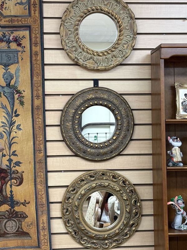 Decor. Mexico. Mirror. Round w/Gold Wood Frames. ~15&quot;W