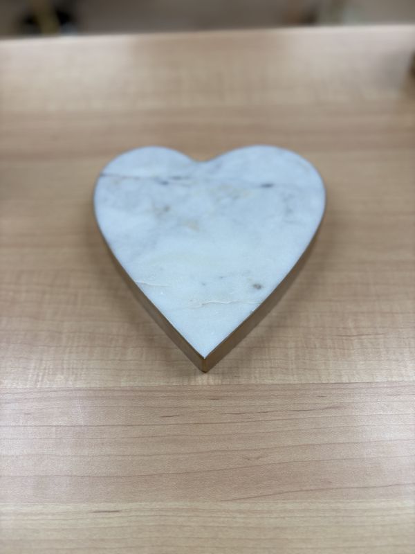 Decor. Marble Heart with Gold Border. 1&quot;H x 6.5&quot;W