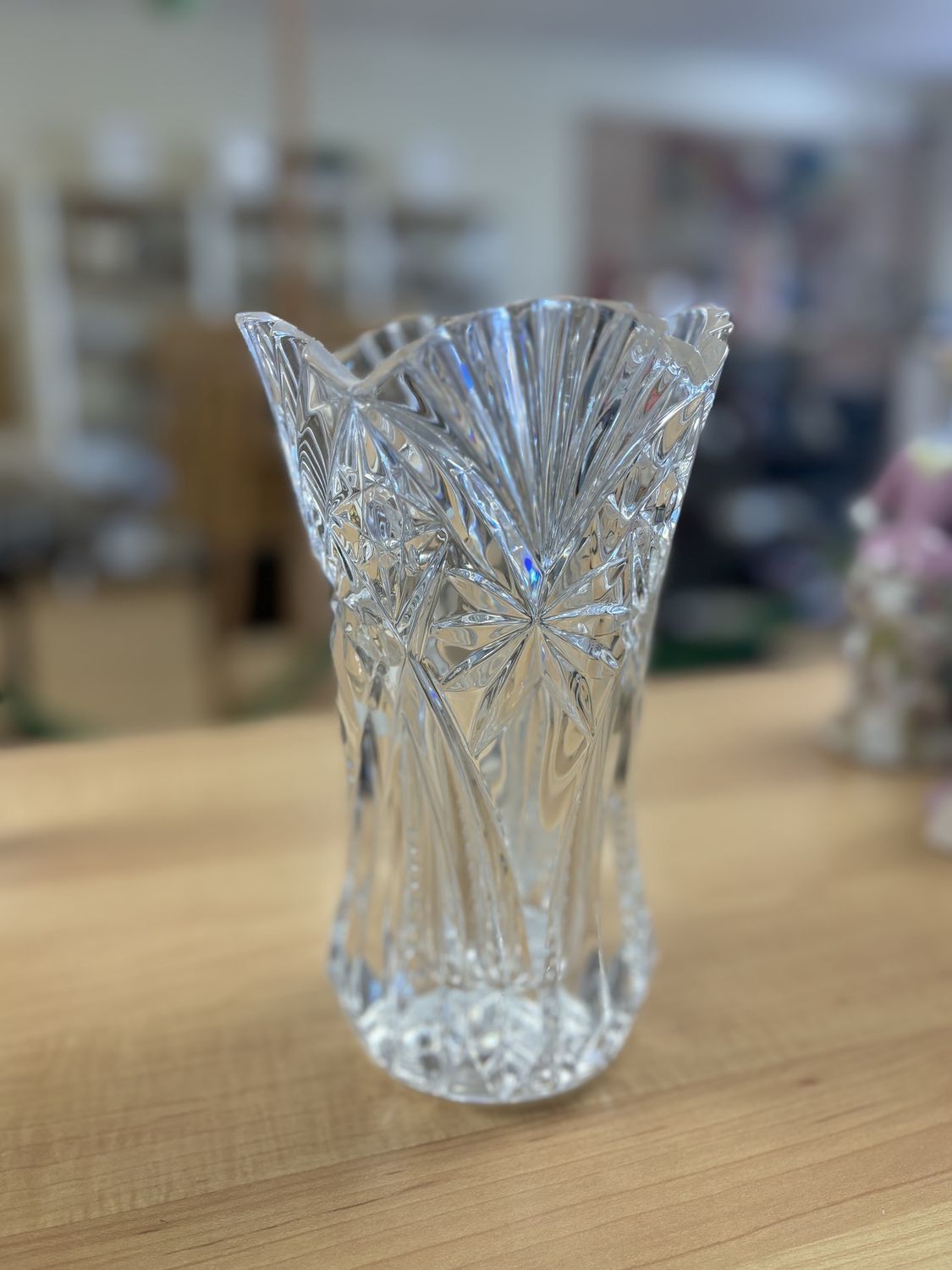 Crystal.  France. Cristal D&#39;Arques. JG Durand. Vase. Vincennes Pattern. Clear. 8.5&quot;H