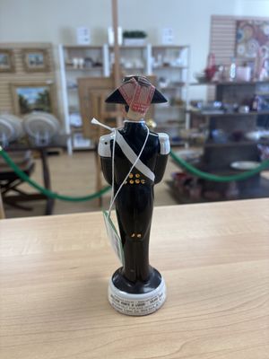 Ceramic. Italy. Coronetti. Vintage Soldier-shaped Galliano Liquor Bottle. 1960s. <1/2 Pint (Empty). 7.63"H