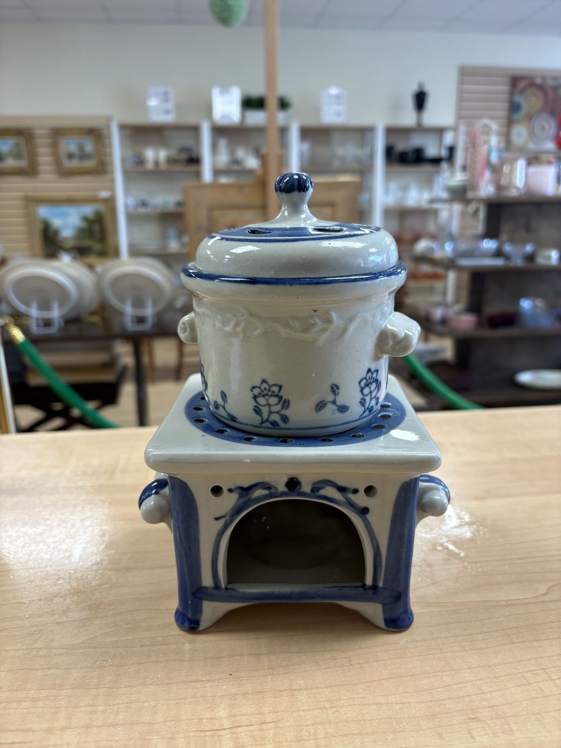 Home &amp; Bath. Netherlands. Candle Warmer. Blue and Grey. 3 pcs.