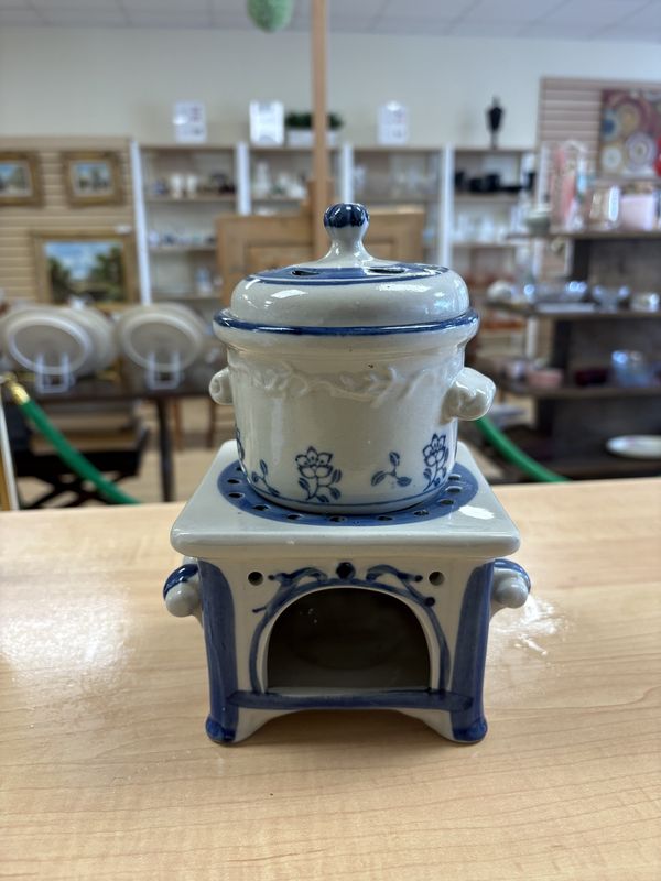 Home &amp; Bath. Netherlands. Candle Warmer. Blue and Grey. 3 pcs.