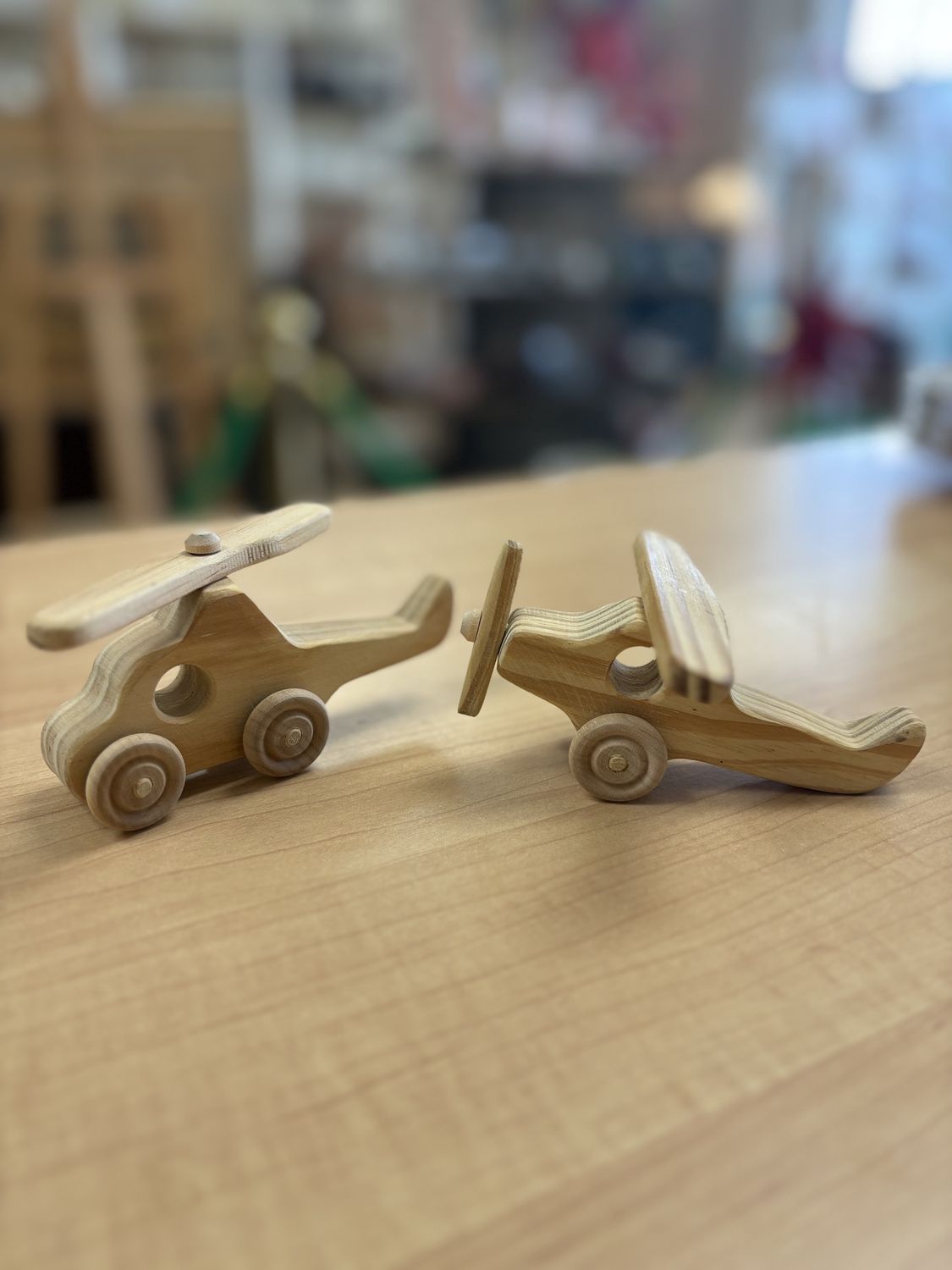 Toy. Wooden Airplane &amp; Helicopter. Set of 2.