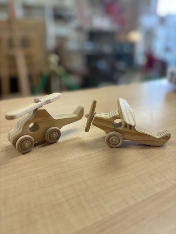 Toy. Wooden Airplane &amp; Helicopter. Set of 2.