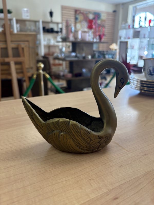 Brass. Swan Planter/Dish. 6&quot;L