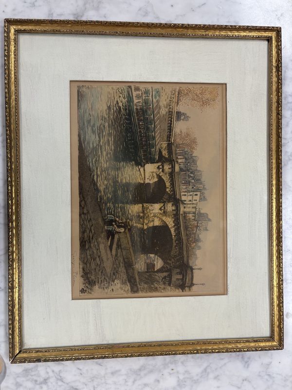 Artwork (Print). France. Charles Pinet. Paris. Le Petit Pont.