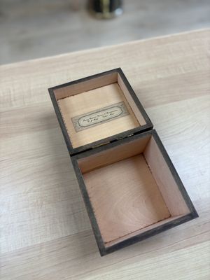Wood. USA. C. J. Hopf. Box Painted w/Leaf Design. 5" cube