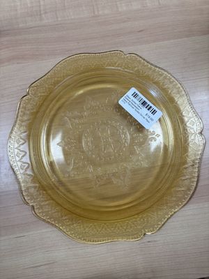 Glass. USA. Amber/Yellow Federal Depression Glass Patrician Spoke Dinner Plate. 11"H