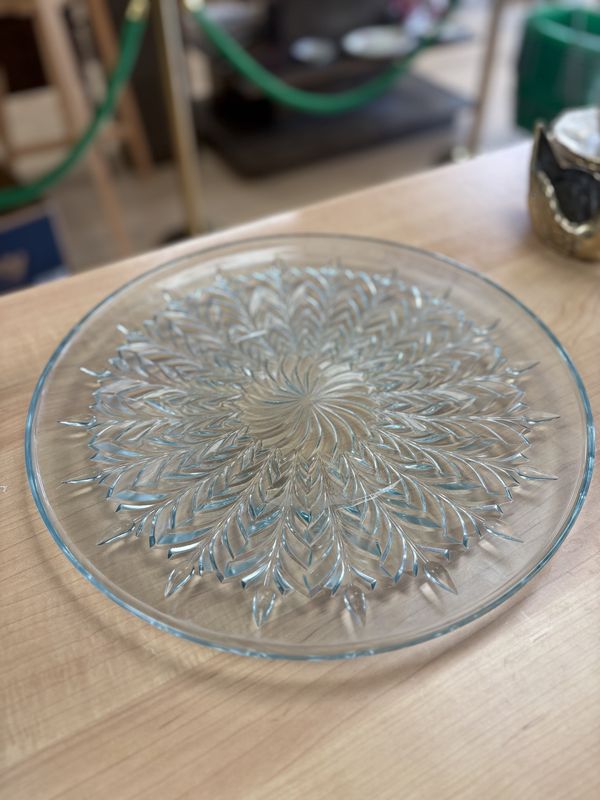 Glass. Canada. Jeannette Glass. Platter. Starlight. Clear Blue. 14&quot;W