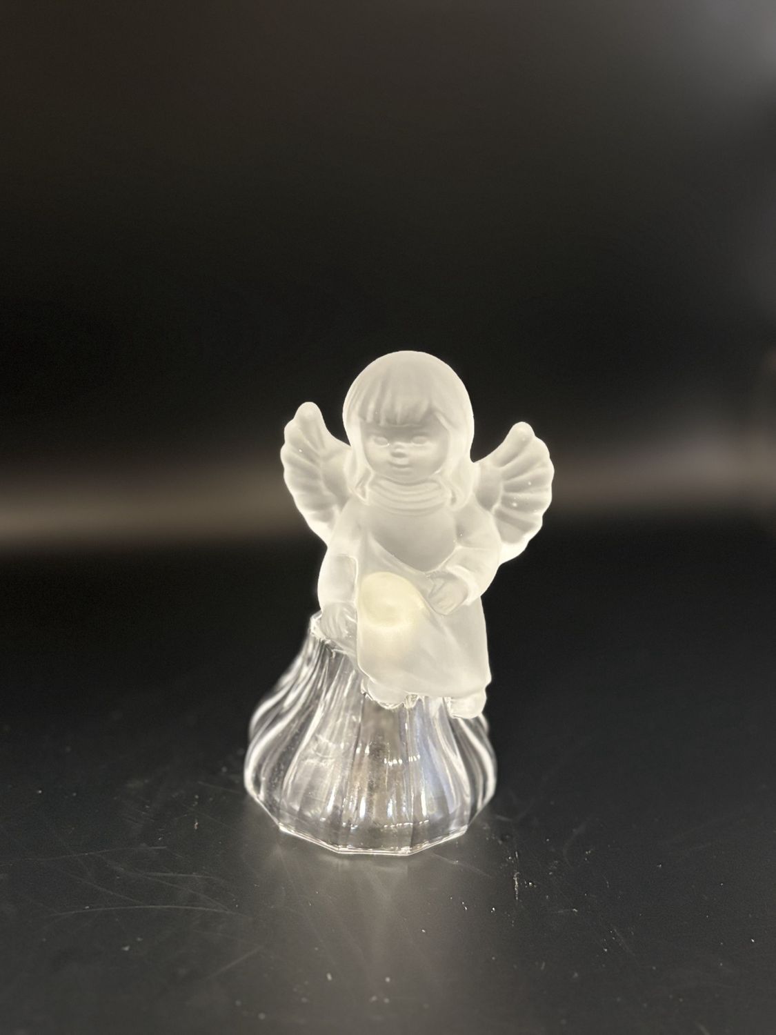 Crystal. Germany. Goebel. Bell. Frosted Angel w/Clear Base. 1979. 4.5&quot;H