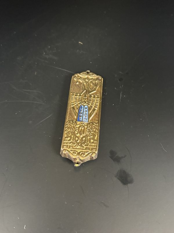 Decoration. Mezuzah Case. Gold and Blue.