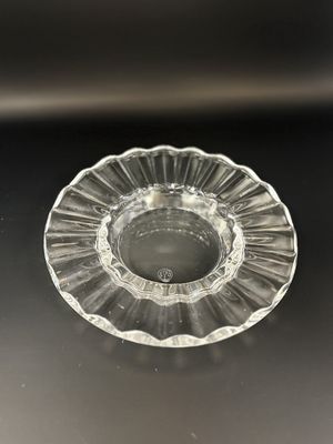Crystal.  France. Baccarat. Pillar Candle Holder Plate. Wavy Design. Clear. 7.5"W
