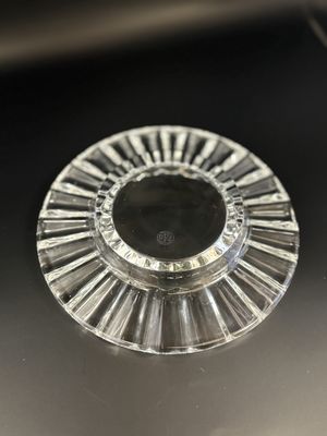 Crystal.  France. Baccarat. Pillar Candle Holder Plate. Wavy Design. Clear. 7.5"W