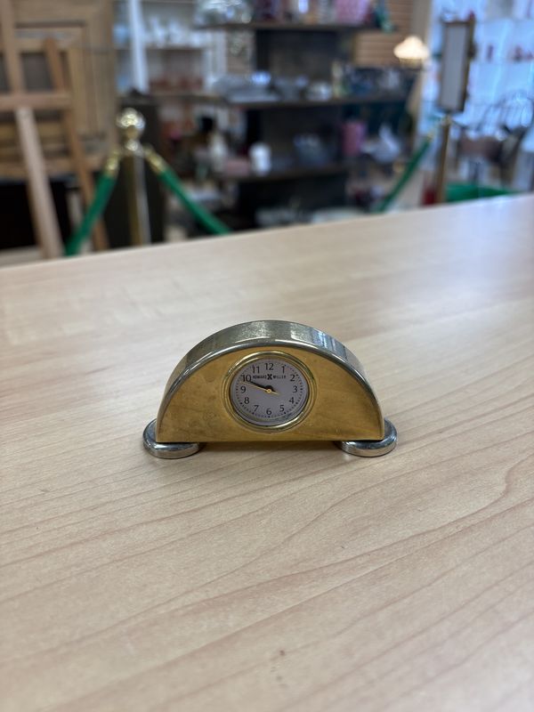 Clock. Howard Miller. Arched Miniature Brass Clock.