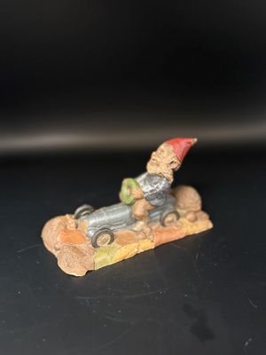 Sculpted Figure. USA. Tom Clark. Indy. Gnome Driving a Gray Indy Race Car. 1988. 3''H