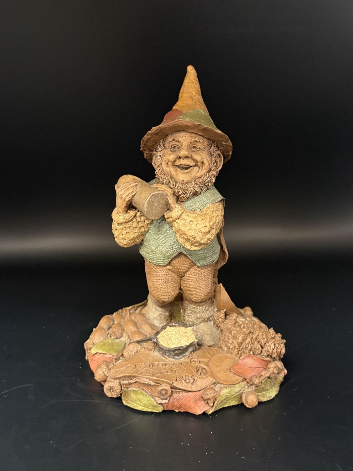 Sculpted Figure. USA. Tom Clark. Tarheel. Man in Blue Vest &amp; Holding a Civil War Bullet. 1985. 6.5&#39;&#39;H
