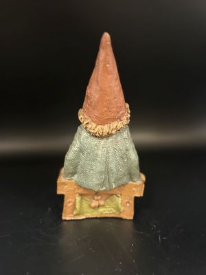 Sculpted Figure. USA. Tom Clark. O'Neal. Older Male Gnome, Sitting on Bench. 1984. 6''H