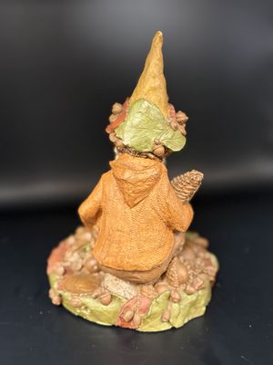 Sculpted Figure. USA. Tom Clark. Plenty. Gnome Holding Cornucopia of Acorns. 1983. 8" H