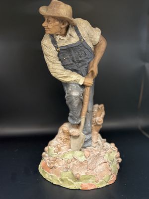 Sculpted Figure. USA. Tom Clark. Enoch. Man in overalls digging with a shovel. 1983. 11.5"H