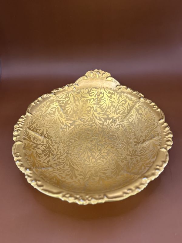 Porcelain. France. Jesse Dean. France. Gold Gilded Dish. 9.25&quot;W