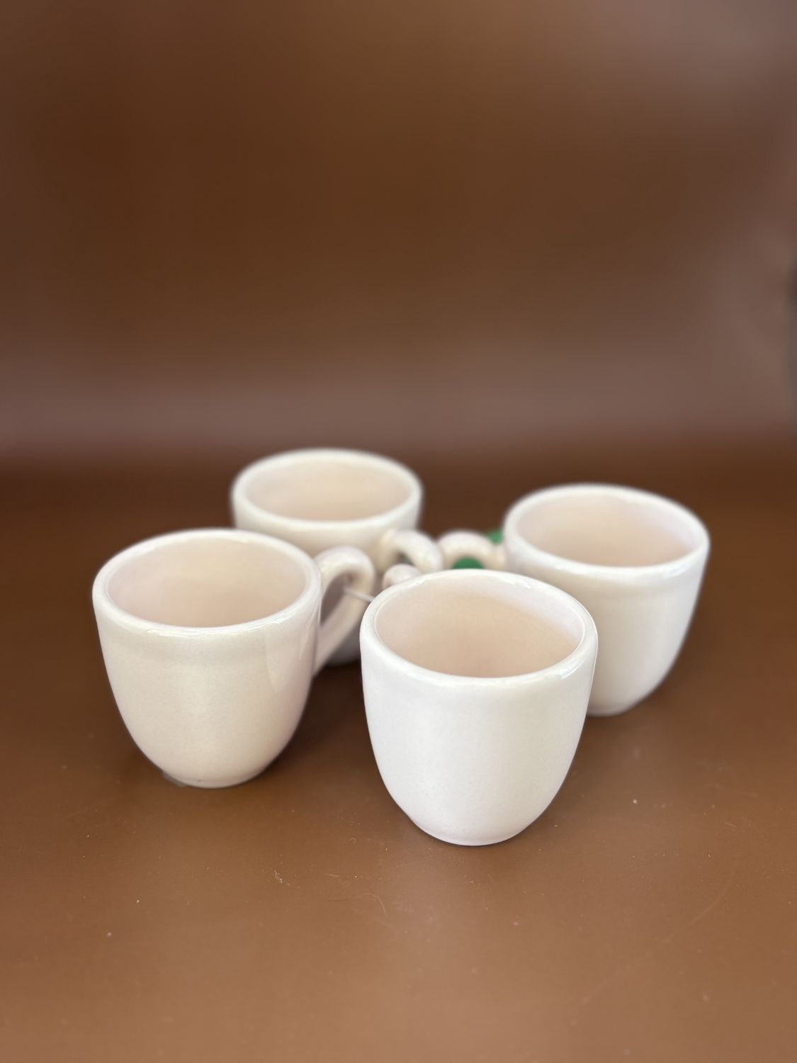 Ceramic. Portugal. Set of 4 Pink Espresso Mugs