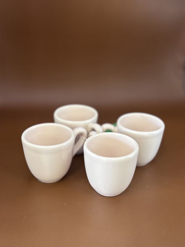 Ceramic. Portugal. Set of 4 Pink Espresso Mugs