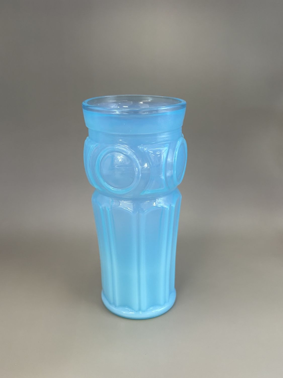 Glass. USA. Wheaton. 16oz Tumbler. Translucent Blue. 7&quot;H
