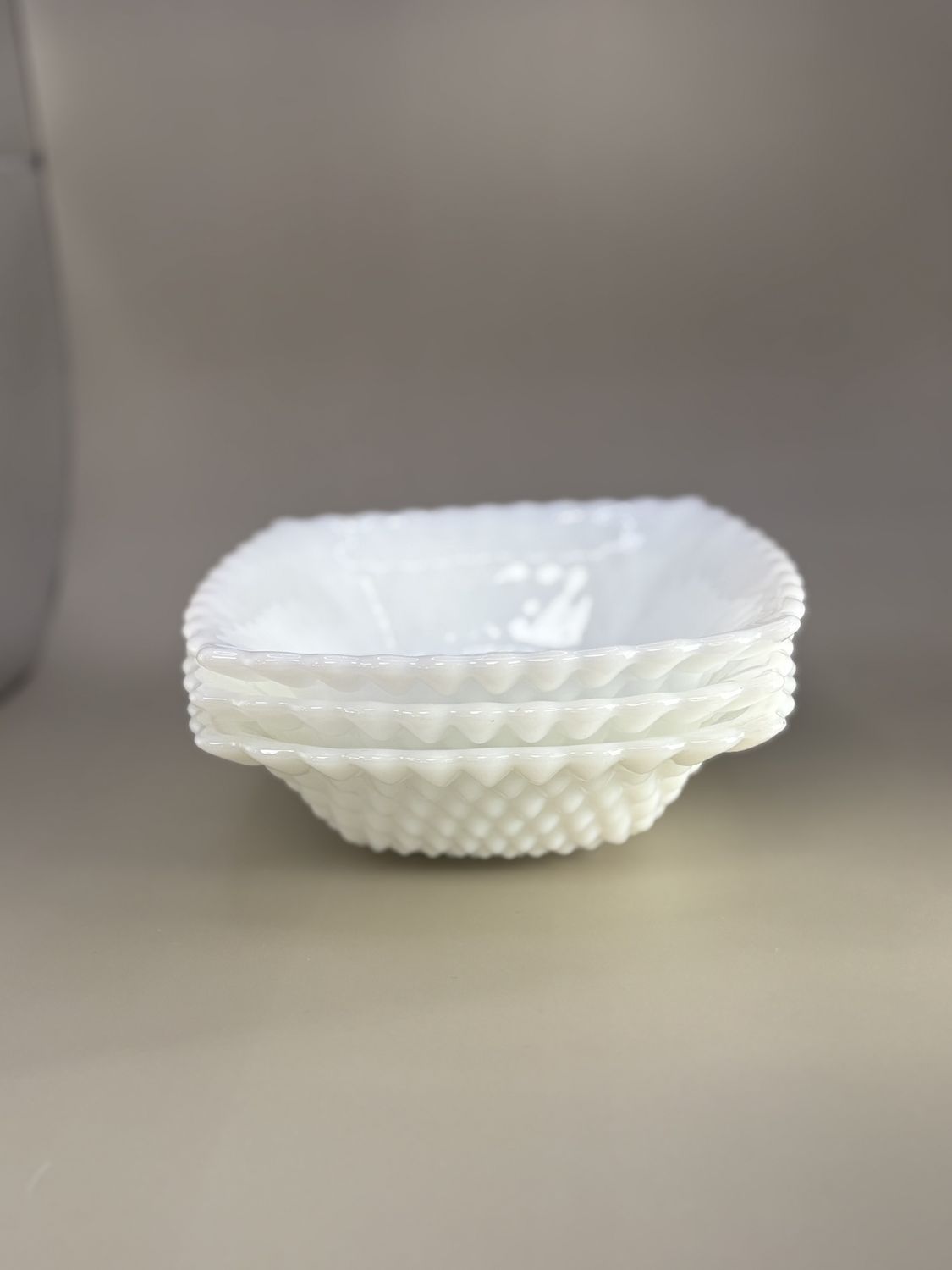 Glass. USA. White Milk Glass Bowls (Set of 3)