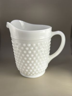 Glass. USA. White Hobnail Pitcher. 8"H