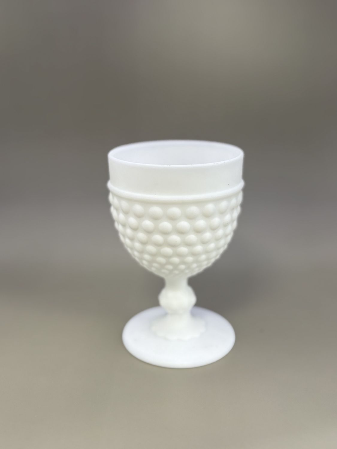 Glass. USA. Indiana Glass. White Hobnail Milk Glass Goblet