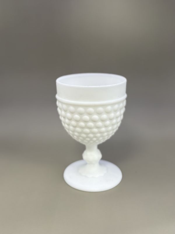Glass. USA. Indiana Glass. White Hobnail Milk Glass Goblet