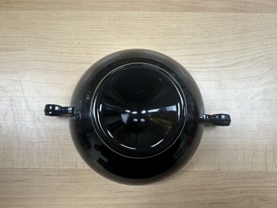 Glass. USA. LE Smith. Art Deco Footed Pedestal Bowl. 1940s. Black Amethyst. 7.75"W