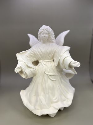Sculpture. Angel with Outspread Arms. Bisque White. 9.5''H