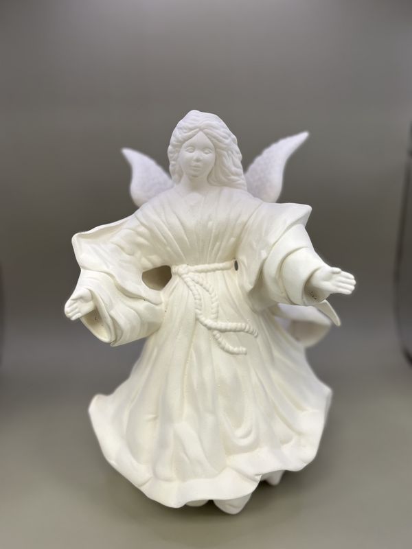 Sculpture. Angel with Outspread Arms. Bisque White. 9.5&#39;&#39;H