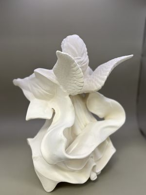 Sculpture. Angel with Outspread Arms. Bisque White. 9.5''H