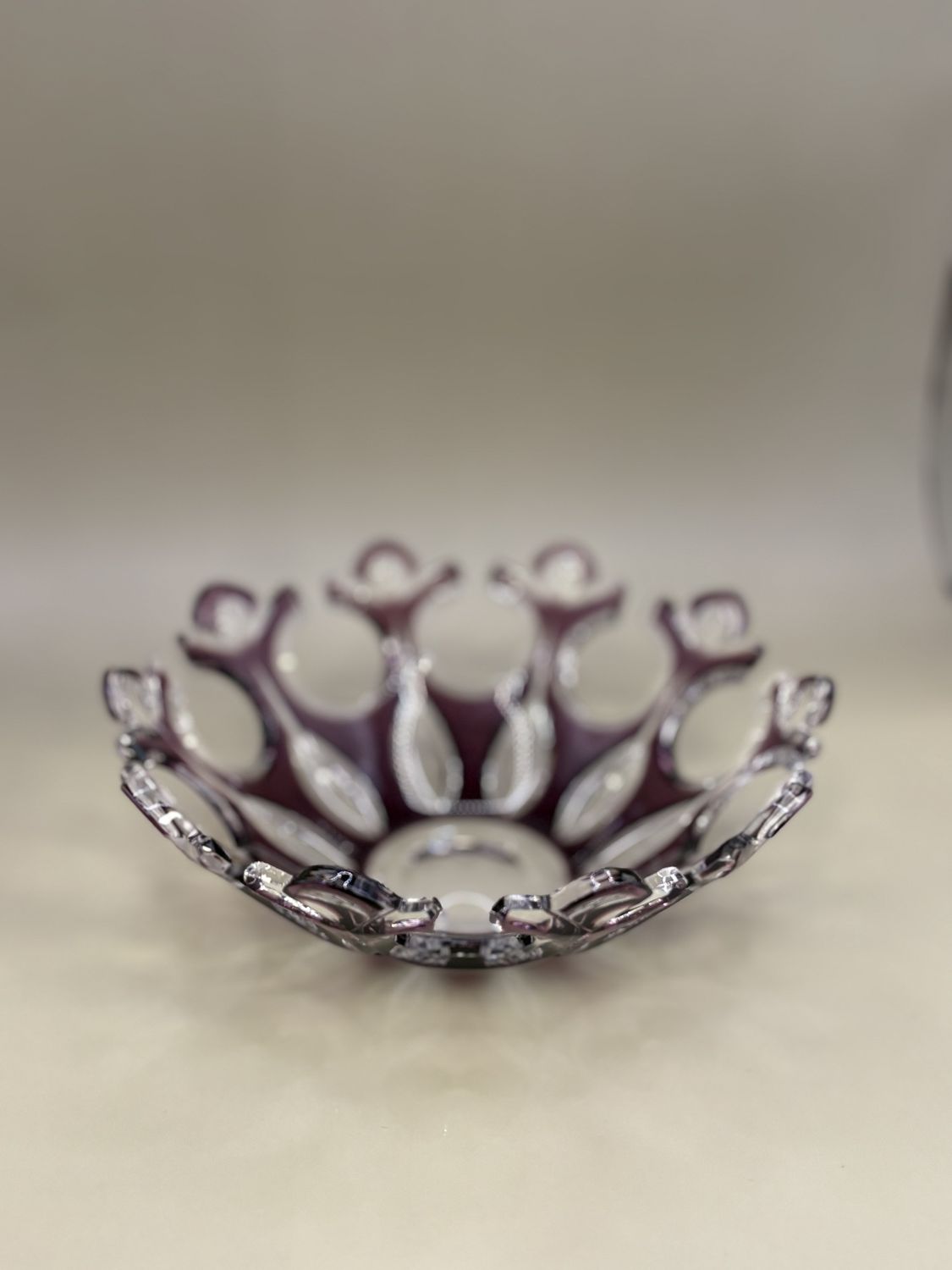 Crystal. Czech Republic. Caesar Crystal Bohemiae. Berry Bowl. Purple