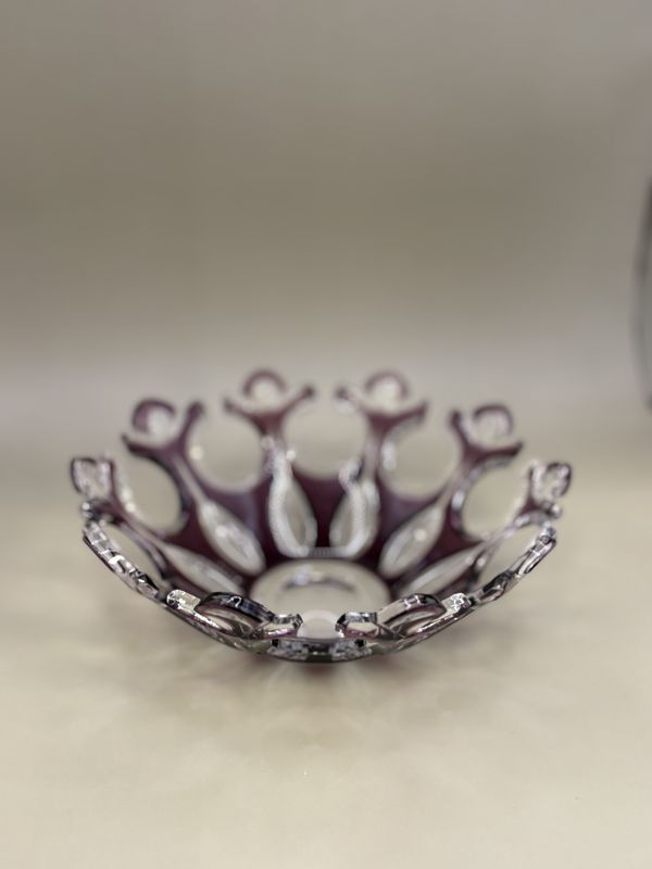 Crystal. Czech Republic. Caesar Crystal Bohemiae. Berry Bowl. Purple