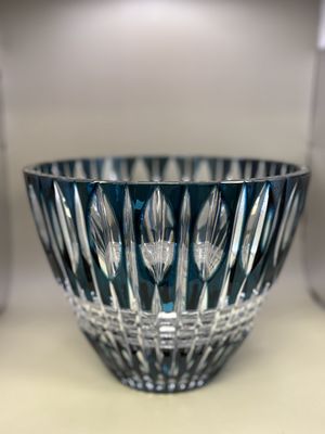 Crystal. Czech Republic. Caesar Crystal Bohemiae. XL Bowl. Teal Cut-to-Clear