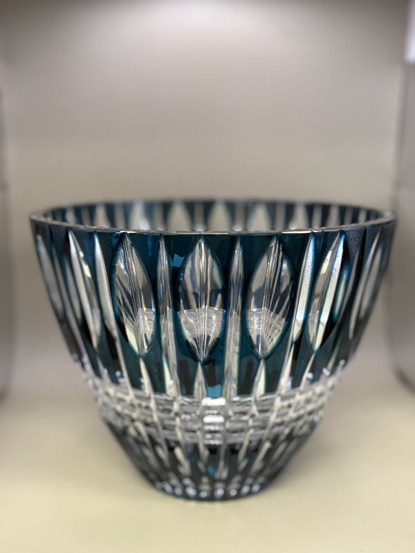 Crystal. Czech Republic. Caesar Crystal Bohemiae. XL Bowl. Teal Cut-to-Clear
