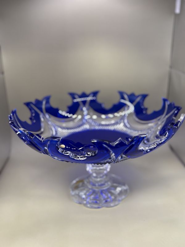 Crystal. Czech Republic. Caesar Crystal Bohemiae. Compote. Cobalt Blue Cutout