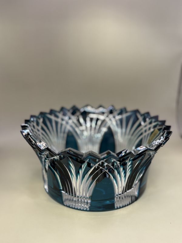 Crystal. Czech Republic. Caesar Crystal Bohemiae. Crown-shaped Bowl. Teal
