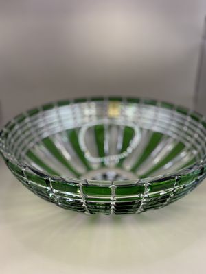 Crystal. Czech Republic. Caesar Crystal Bohemiae. "Nora" Extra Large Berry Bowl. Emerald Green.