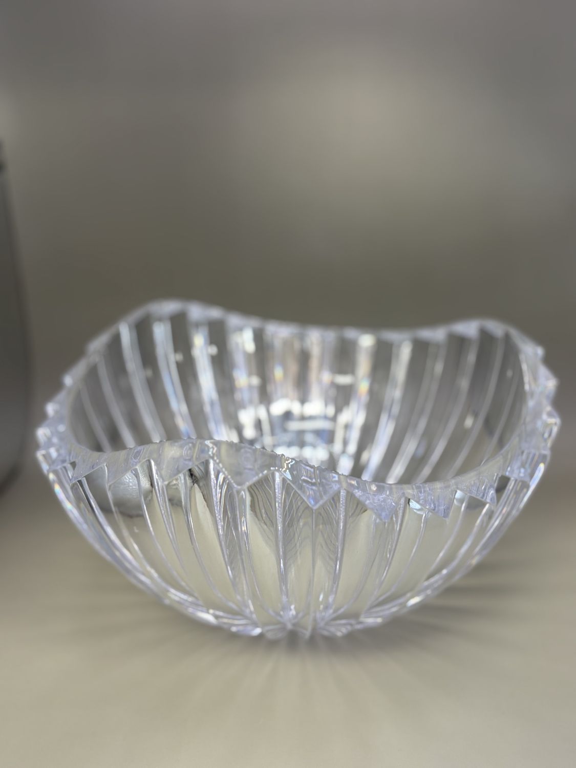 Crystal. Japan. Mikasa. &quot;Coronation&quot; Thick Ribbed Bowl. 9.5&quot;W
