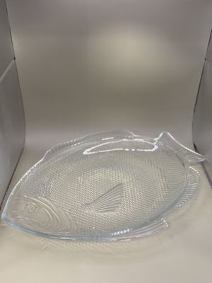 Glass. USA. Anchor Hocking. Fish-shaped Plate. Oven Safe. 15.25"L