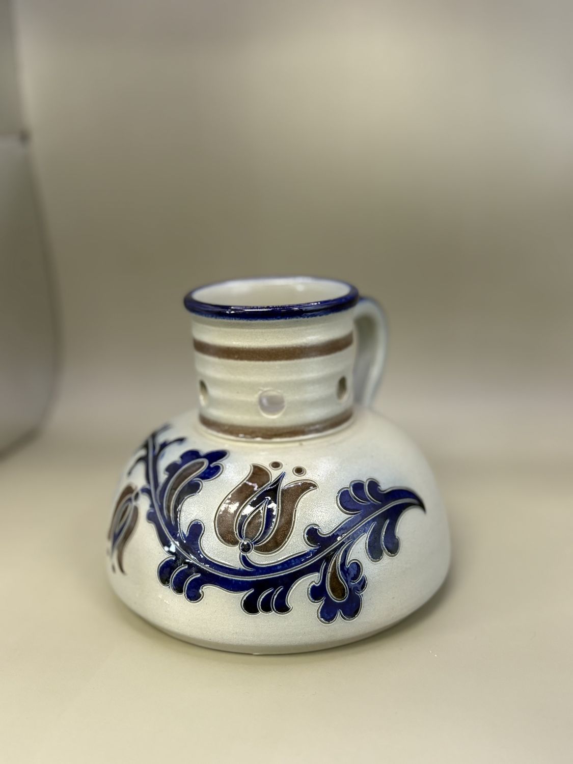 Pottery. Germany. Goebel Merkelbach. Salt Glaze Candleholder.