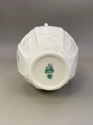 Porcelain. Ireland. Belleek. Shamrock Fluted Vase w/2 Handles. 8"H [13th Mark/Brown: 2008-2010]